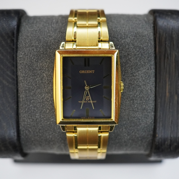 Other - Orient Gold-Tone Dress Watch Black Dial Quartz Japan Water Resist Bracelet Watch